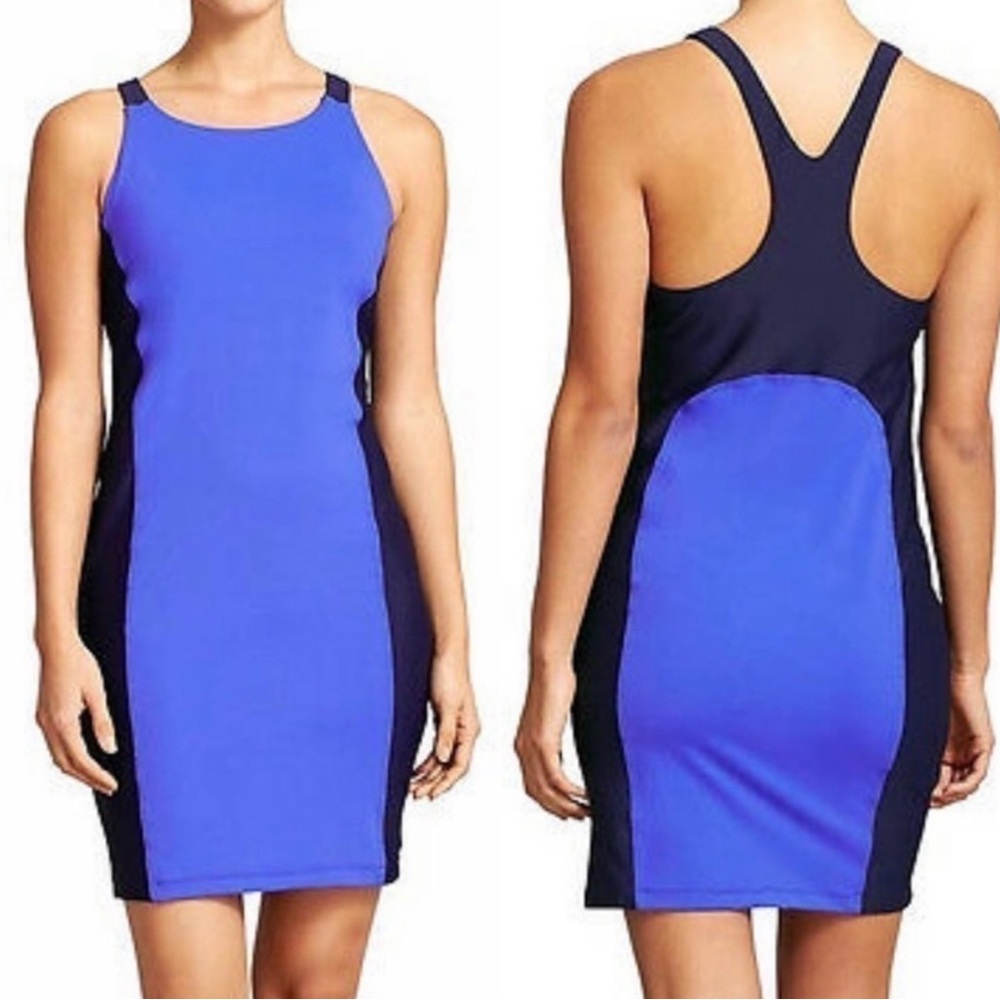 Athleta Women’s Blue Color Block Two-toned Racerback Athleisure Dress, Size XXS